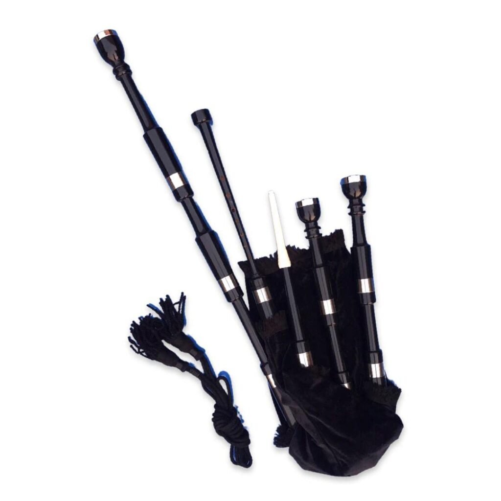 McWilliams BAGPIPES, PROFESSIONAL SCOTTISH HIGHLAND BAGPIPE FOR BEGINNERS ADULT WITH BAG (Black P, Velvet)